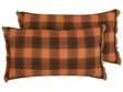 Set of 2 Decorative Cushions Orange and Black 40 x 70 cm Chequered Pattern with Fringes Retro Dcor Accessories Bedroom Living Room Beliani