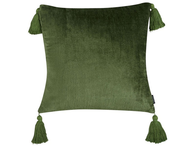 Decorative Cushion Green Velvet 45 x 45 cm Square with Tassels Elegant Décor Accessories Bedroom Living Room Beliani