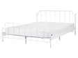 Bed Frame White Metal 160 x 200 cm EU King Size 5ft3 Poplar Wood Slats Industrial Minimalist Bedroom Beliani