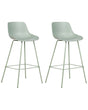 Set of 2 Bar Chairs Light Green Plastic Seat Counter Height Bar Stools Metal Legs  Beliani