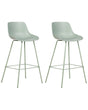 Set of 2 Bar Chairs Light Green Plastic Seat Counter Height Bar Stools Metal Legs  Beliani