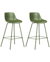 Set of 2 Bar Chairs Green Plastic Seat Counter Height Bar Stools Metal Legs  Beliani