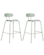 Set of 2 Bar Chairs Light Green Plastic Seat Counter Height Bar Stools Metal Legs  Beliani