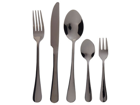 Cutlery Set Black Stainless Steel 30 Pieces for 6 People Knife Spoon Fork Teaspoon Cake Fork Modern Design Beliani