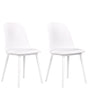 Set of 2 Dining Chairs White Synthetic Padded Seat Kitchen Seats Modern Minimalist Living Room Beliani