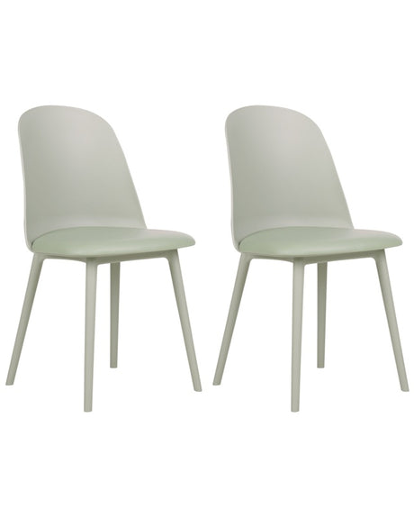 Set of 2 Dining Chairs Light Green Synthetic Padded Seat Kitchen Seats Modern Minimalist Living Room Beliani