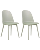 Set of 2 Dining Chairs Light Green Synthetic Padded Seat Kitchen Seats Modern Minimalist Living Room Beliani