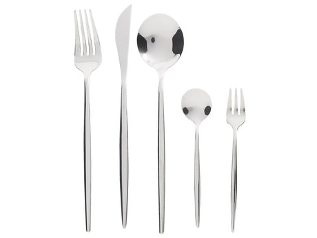 Cutlery Set Silver Stainless Steel 30 Pieces for 6 People Knife Spoon Fork Teaspoon Cake Fork Modern Design Beliani