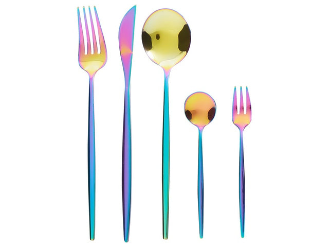 Cutlery Set Multicolour Stainless Steel 30 Pieces for 6 People Knife Spoon Fork Teaspoon Cake Fork Modern Design Beliani