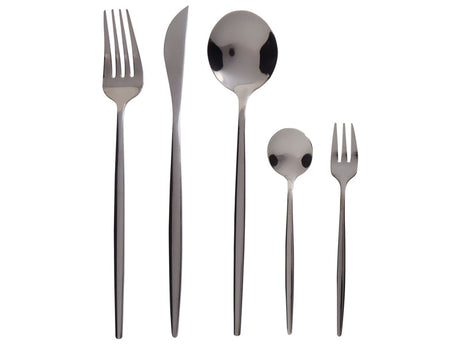 Cutlery Set Black Stainless Steel 30 Pieces for 6 People Knife Spoon Fork Teaspoon Cake Fork Modern Design Beliani