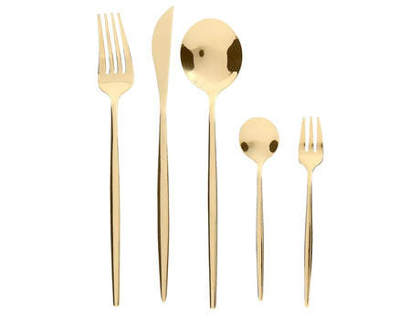 Cutlery Set Gold Stainless Steel 30 Pieces for 6 People Knife Spoon Fork Teaspoon Cake Fork Modern Design Beliani