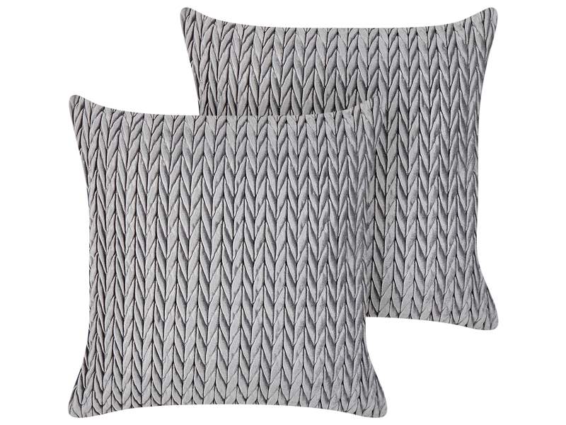 Set of 2 Scatter Cushions Grey Polyester Fabric Quilted 45 x 45 cm Throw Pillow Beliani