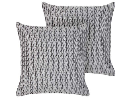 Set of 2 Scatter Cushions Grey Polyester Fabric Quilted 45 x 45 cm Throw Pillow Beliani