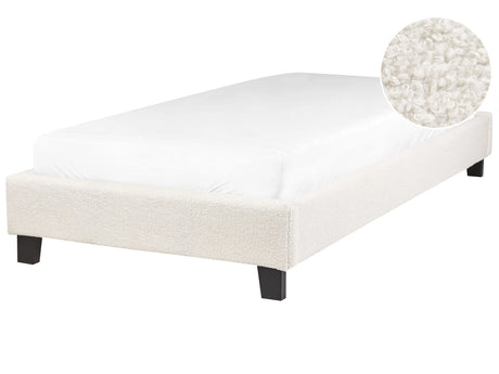EU Single Size Bed 3ft Light Beige Fabric Slatted Frame without Headboard Beliani
