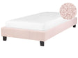 EU Single Size Bed 3ft Light Pink Fabric Slatted Frame without Headboard Beliani