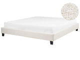 EU Super King Size Bed 6ft Cream Light Beige Fabric Boucle Slatted Frame without Headboard Beliani