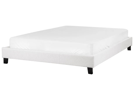 EU King Size Bed 5ft3 Light Grey Fabric Slatted Frame without Headboard Beliani