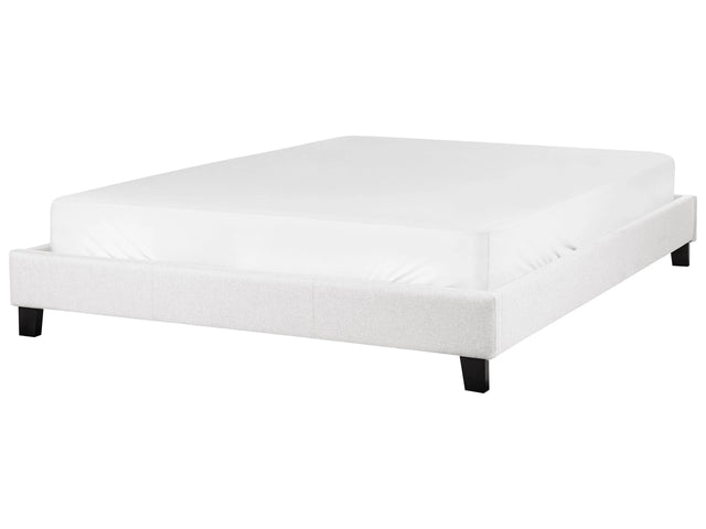 EU King Size Bed 5ft3 Light Grey Fabric Slatted Frame without Headboard Beliani