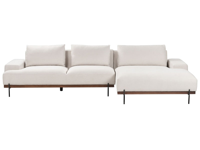 Left Hand Corner Fabric Sofa Beige Fabric Metal Legs 3 Seater Minimalistic Style  Beliani