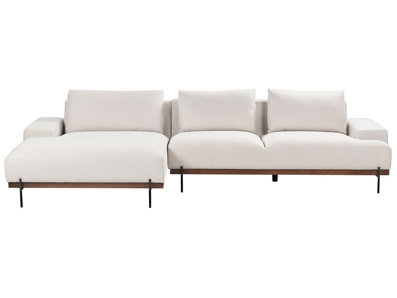 Right Hand Corner Fabric Sofa Beige Fabric Metal Legs 3 Seater Minimalistic Style  Beliani