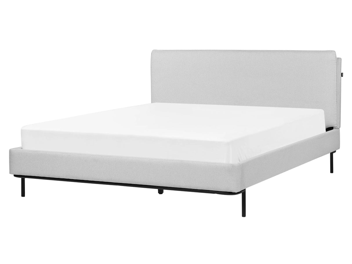Slatted Bed Frame Light Grey Polyester Fabric Upholstered 5ft3 EU King Size Modern Design Beliani