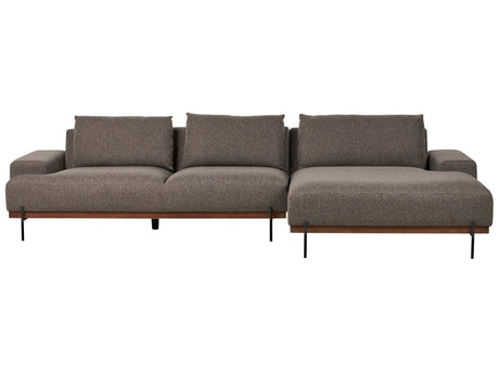 Left Hand Corner Fabric Sofa Brown Fabric Metal Legs 3 Seater Minimalistic Style  Beliani