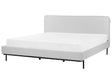 Slatted Bed Frame Grey Polyester Fabric Upholstered 6ft EU Super King Size Modern Design Beliani