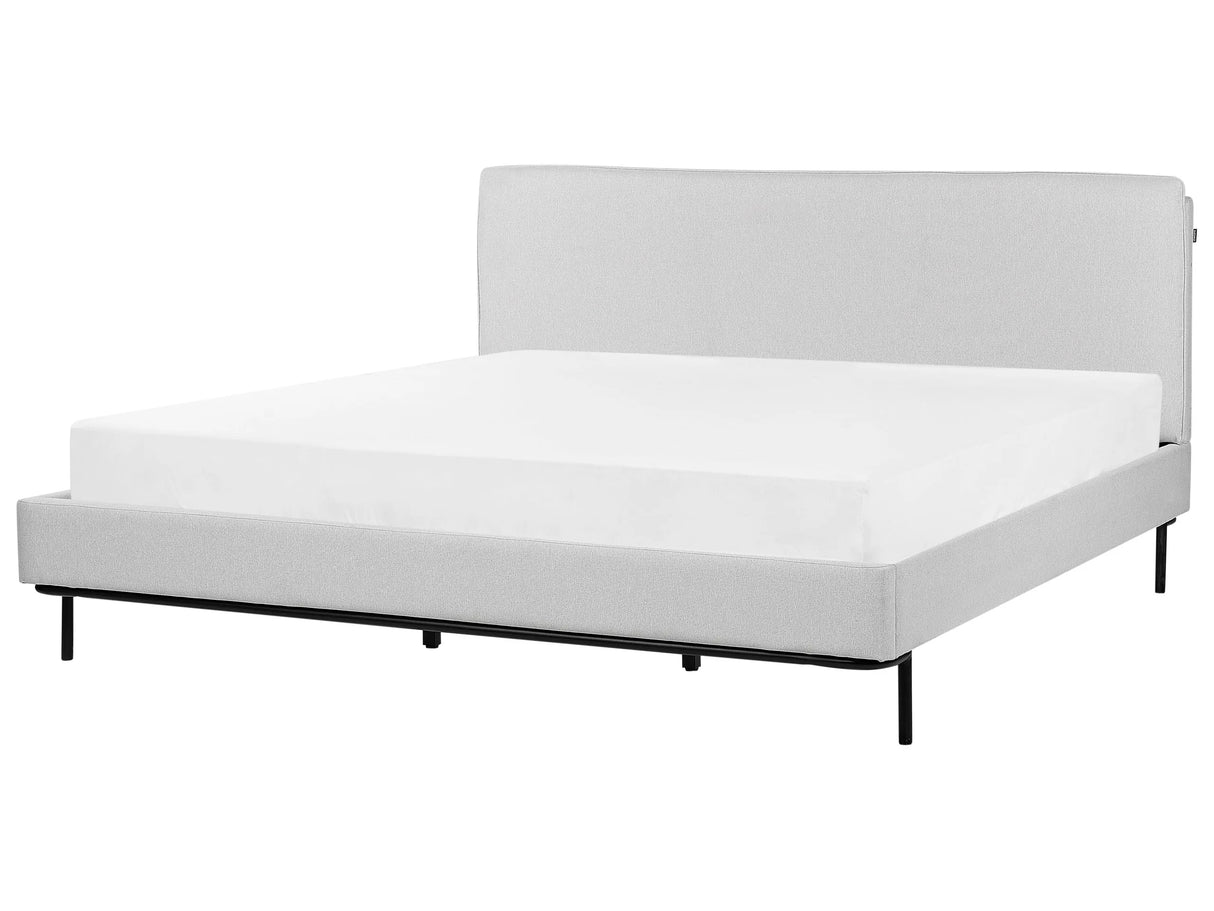 Slatted Bed Frame Grey Polyester Fabric Upholstered 6ft EU Super King Size Modern Design Beliani