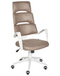 Office Chair White and Brown Faux Leather Swivel Desk Computer Adjustable Seat Reclining Backrest Beliani