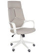 Office Chair Taupe and White Fabric Swivel Desk Computer Adjustable Seat Reclining Backrest Beliani