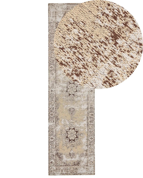 Runner Rug Beige 80 x 300 cm Oriental Distressed Living Room Bedroom Beliani
