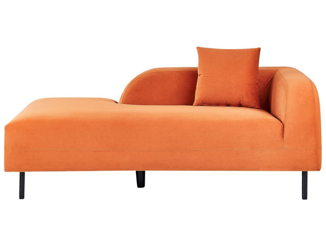 Chaise Lounge Orange Velvet 2 Seater Right Hand Throw Cushion Retro Minimalistic Beliani