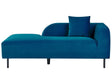 Chaise Lounge Navy Blue Velvet 2 Seater Right Hand Throw Cushion Retro Minimalistic Beliani