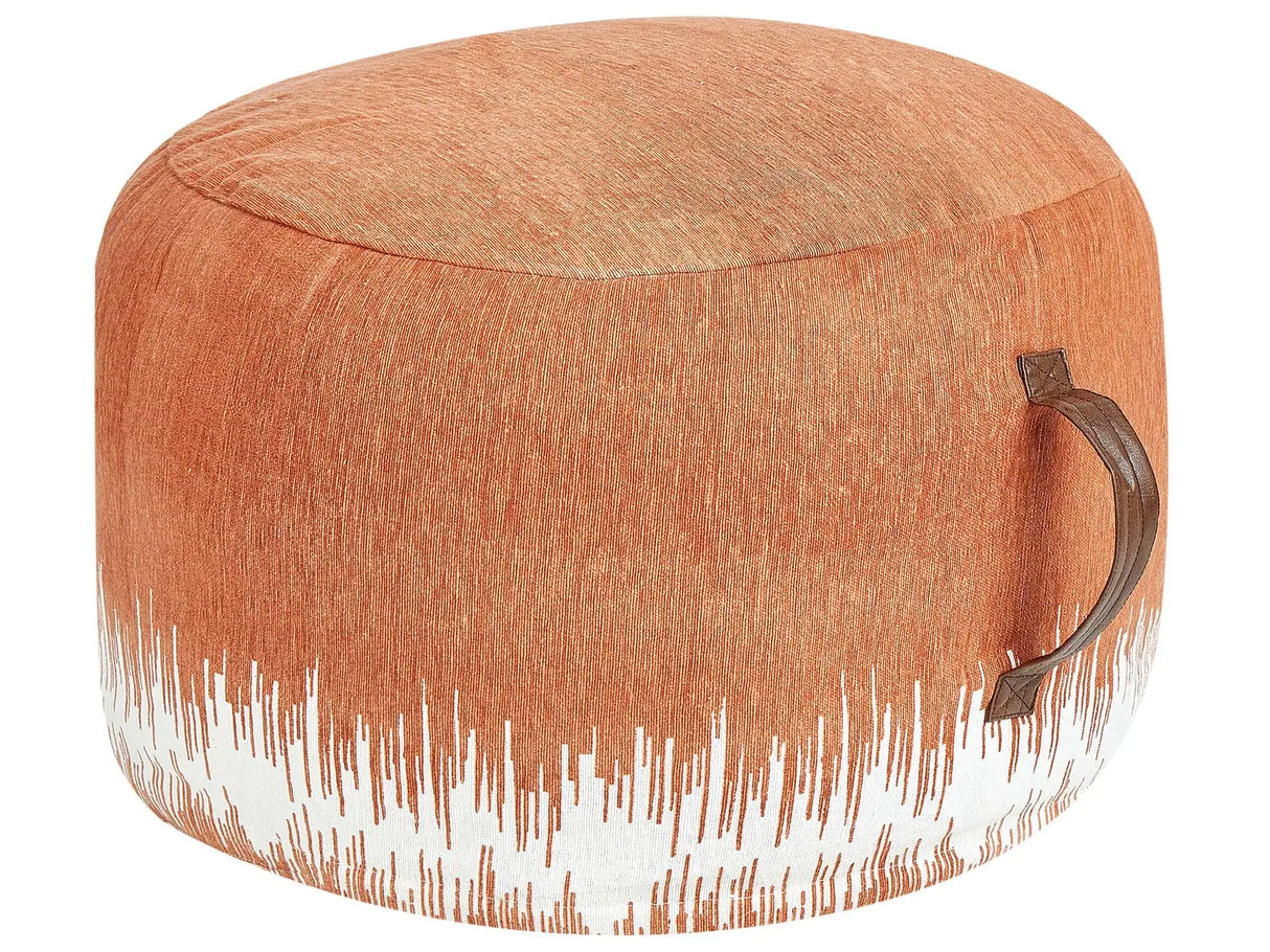 Pouffe White Orange Cotton 50 x 30 cm Gradient Printed Pattern Decorative Seat Handmade Boho Modern Style Living Room Bedroom Beliani