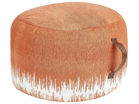 Pouffe White Orange Cotton 50 x 30 cm Gradient Printed Pattern Decorative Seat Handmade Boho Modern Style Living Room Bedroom Beliani