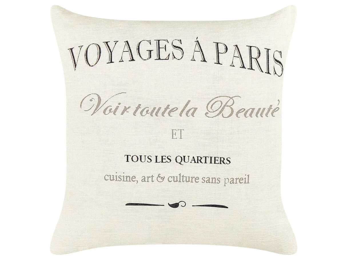 Set of 2 Decorative Cushions White Linen Cotton 50 x 50 cm Decorative Caption Classic Retro Decor Accessories Beliani