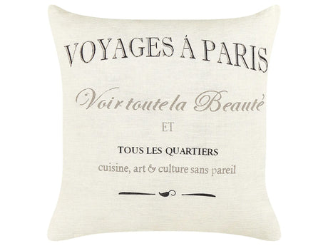 Set of 2 Decorative Cushions White Linen Cotton 50 x 50 cm Decorative Caption Classic Retro Decor Accessories Beliani