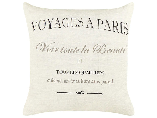 Set of 2 Decorative Cushions White Linen Cotton 50 x 50 cm Decorative Caption Classic Retro Decor Accessories Beliani