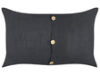 Set of 2 Decorative Cushions Black Linen Cotton 30 x 50 cm Decorative Buttons Classic Retro Decor Accessories Beliani