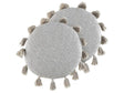 Set of 2 Decorative Cushions Grey Cotton 45 cm Round with Tassels Modern Boho Decor Accessories Beliani