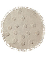 Area Rug Beige Cotton  140 cm Round Decorative Tassels Boho Style Living Room Kids Children's Room Beliani