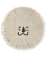 Area Rug Beige Cotton  140 cm Round Decorative Tassels Lion Print Boho Style Living Room Kids Children's Room Beliani