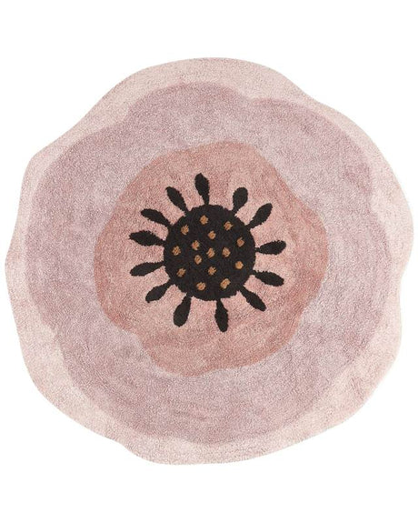 Area Rug Pink Cotton ø 140 cm Round Boho Style Living Room Kids Children's Room Beliani