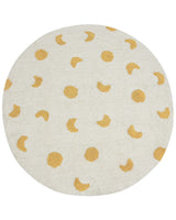 Area Rug Light Beige and Yellow Cotton  140 cm Round Boho Style Living Room Kids Children's Room Beliani