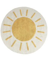 Area Rug Light Beige and Yellow Cotton  140 cm Round Boho Style Living Room Kids Children's Room Beliani