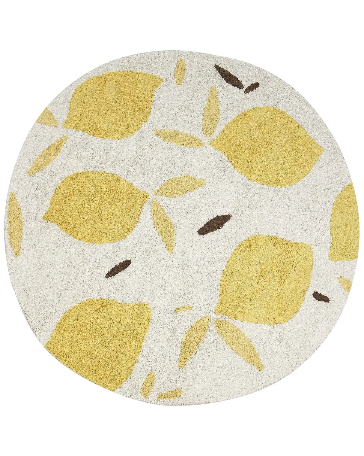 Area Rug Light Beige and Yellow Cotton  140 cm Round Boho Style Living Room Kids Children's Room Beliani