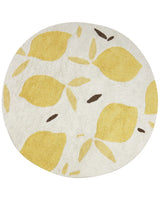 Area Rug Light Beige and Yellow Cotton  140 cm Round Boho Style Living Room Kids Children's Room Beliani