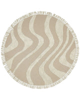 Round Area Rug Beige Cotton  140 cm Tufted with Fringe Pattern Boho Living Room Bedroom Beliani