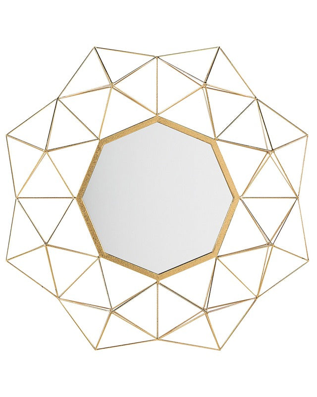 Wall Mounted Hanging Mirror Gold 69 x 80 cm Sun Star Shape Decorative Accent Piece Living Room Bedroom Beliani