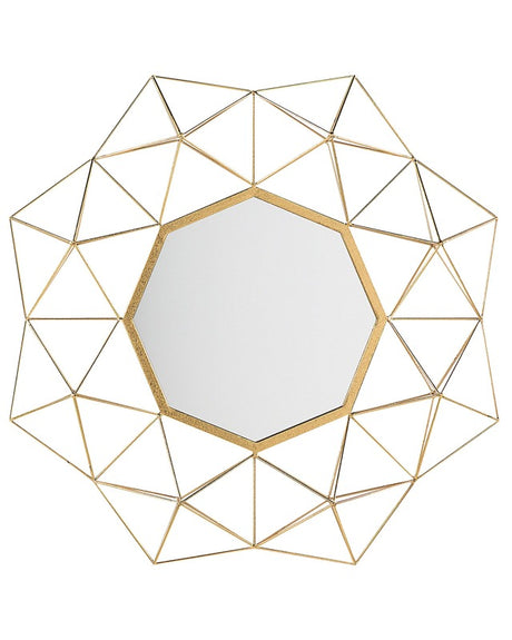 Wall Mounted Hanging Mirror Gold 69 x 80 cm Sun Star Shape Decorative Accent Piece Living Room Bedroom Beliani